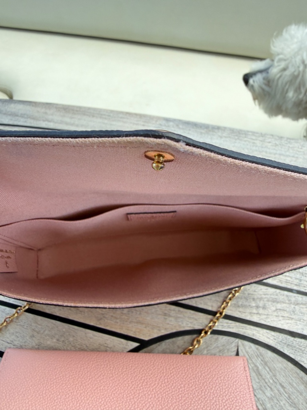 SOLD Louis Vuitton Empreinte Pochette Felicie Chain Wallet Rose Poudre Pre-Owned - Picture 6 of 10